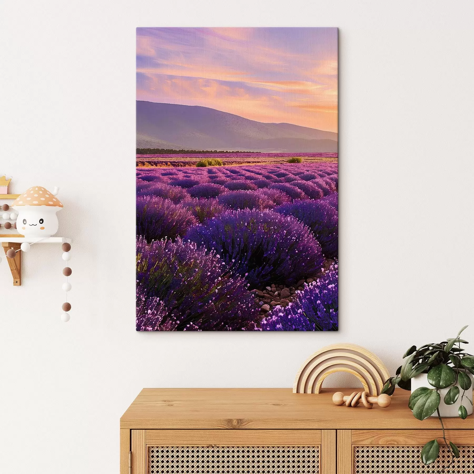 wall murals Lavender fields against the background of mountains s45662