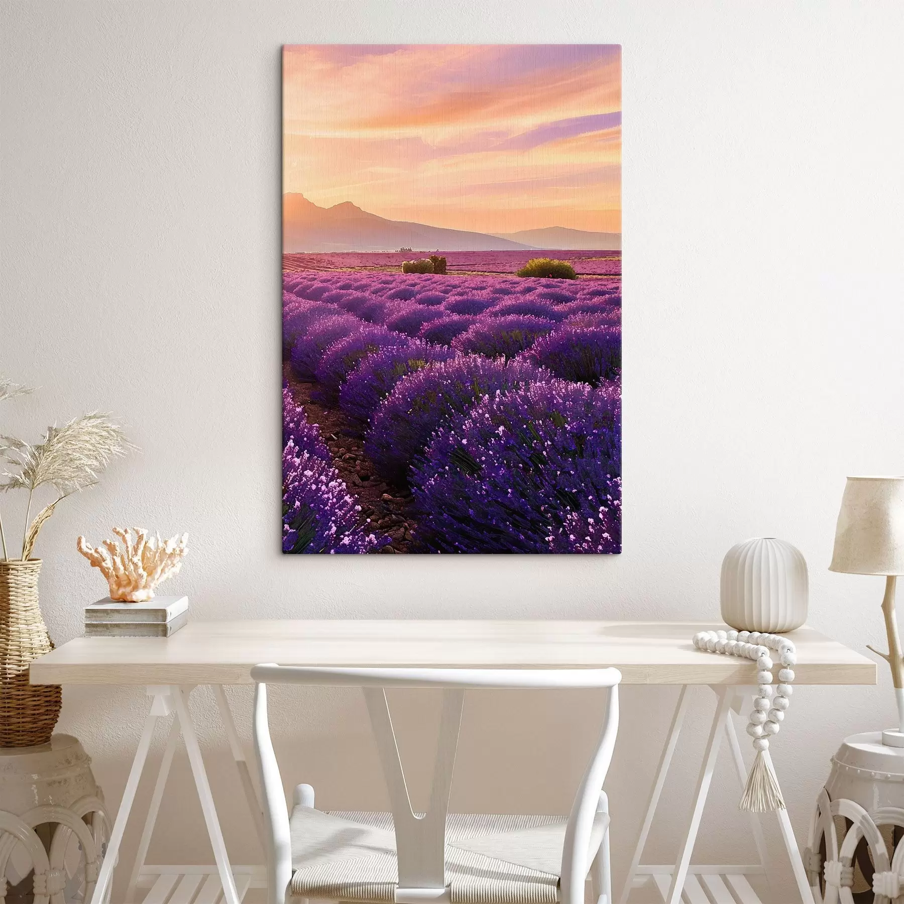 murales Lavanda con el atardecer en las montañas como telón de fondo s45664
