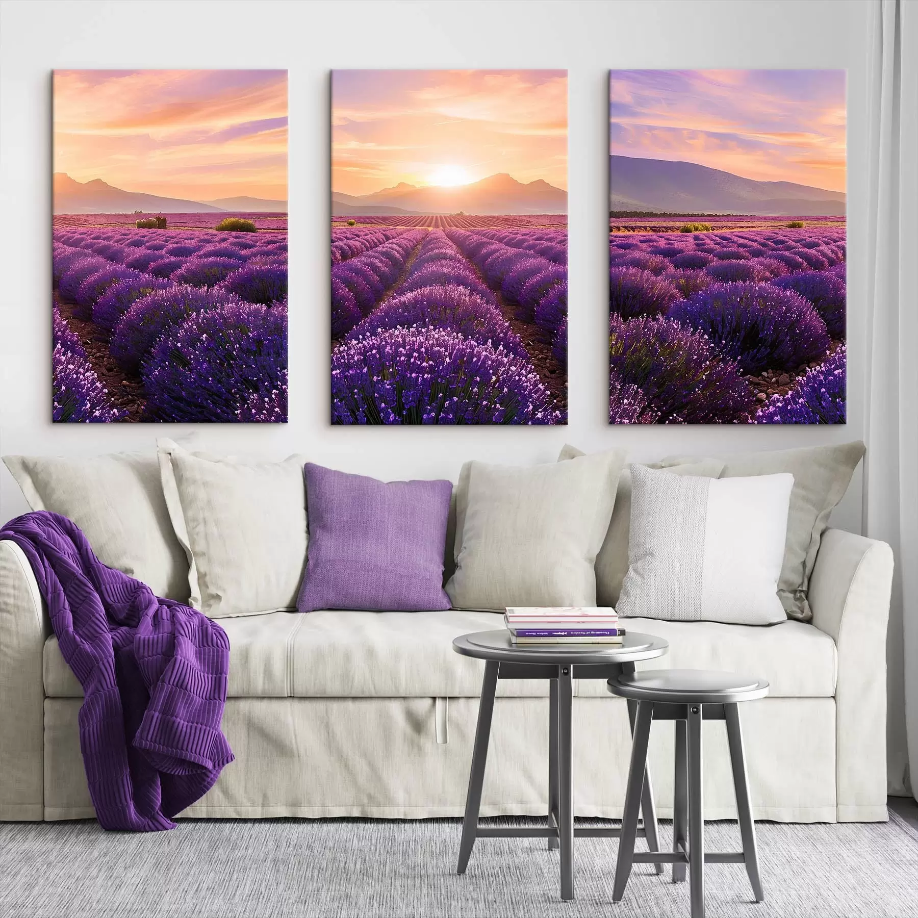murales Puesta de sol en un campo de lavanda m00785