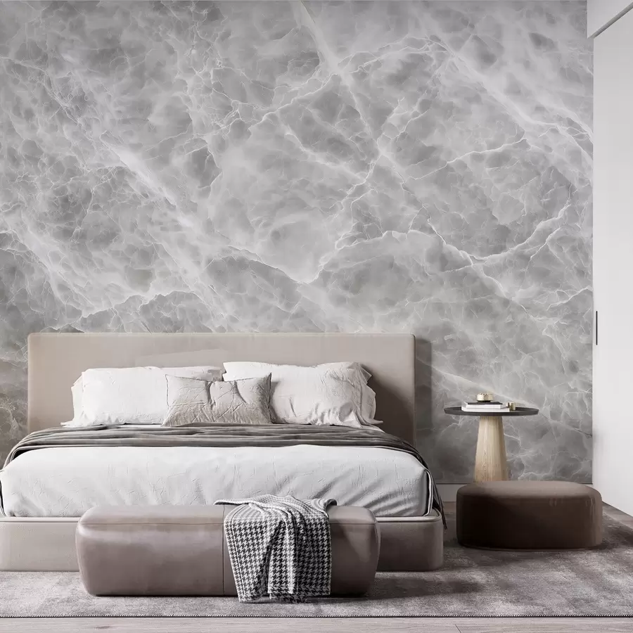 Wall Mural Photo Wallpaper Luxurious imitation of marble surface in cool gray-white shades w09409