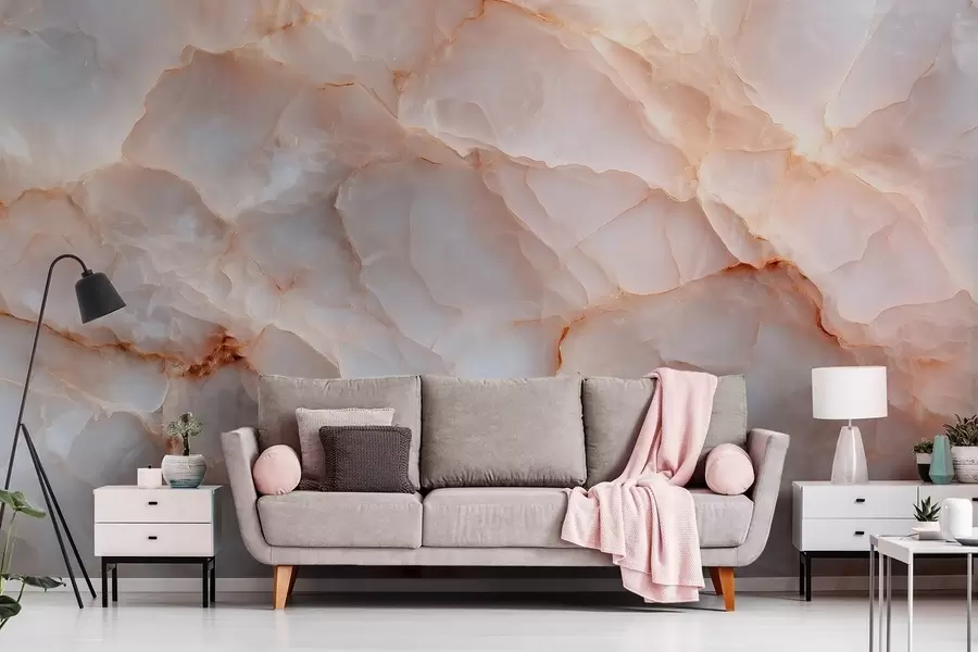 Wall Mural Photo Wallpaper Luxurious imitation of marble in beige-gray tones with a shimmering effect w09412