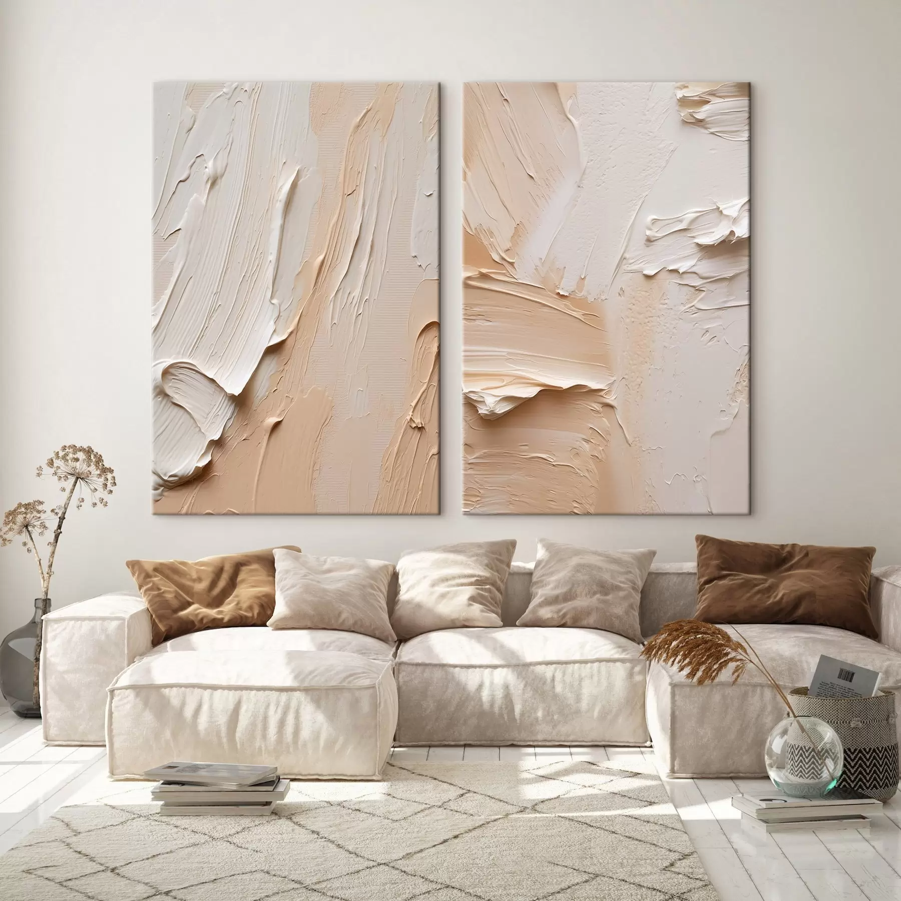 murales Pinceladas de impasto color arena crema m00767