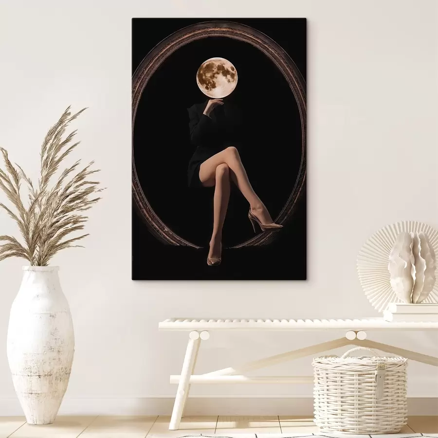 murales Silueta con la luna como rostro, minimalismo s45891
