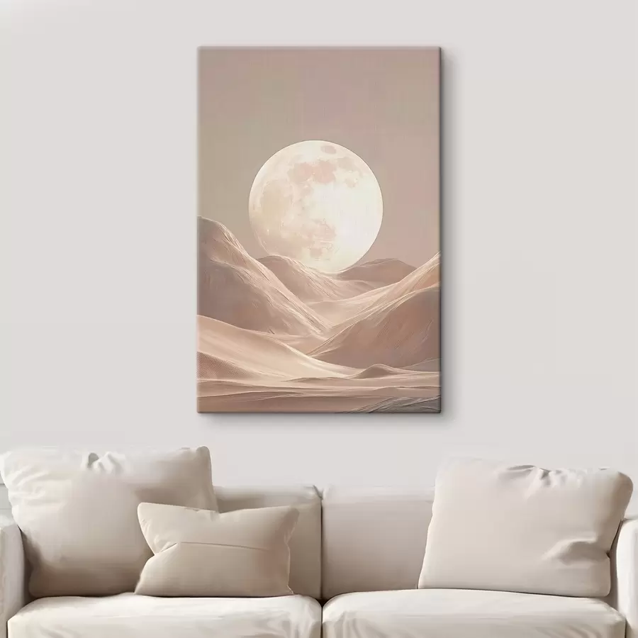 wall murals Moon above sandy dunes in pink hues s45892