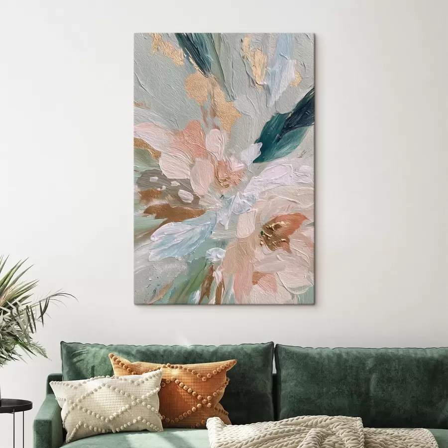 wall murals Pastel floral strokes with yellow flecks s45899