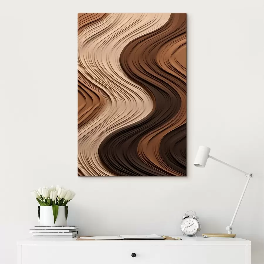 wall murals Vertical waves in warm beige-brown layers s45905