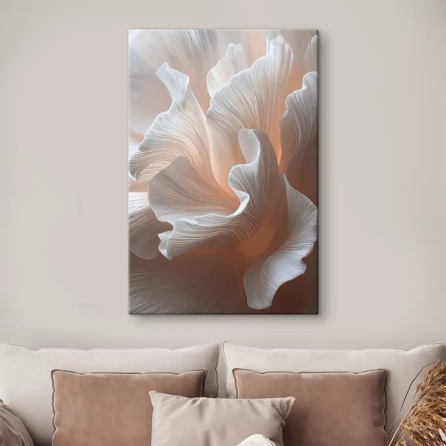 wall murals Airy white petals with warm peach glow s45909