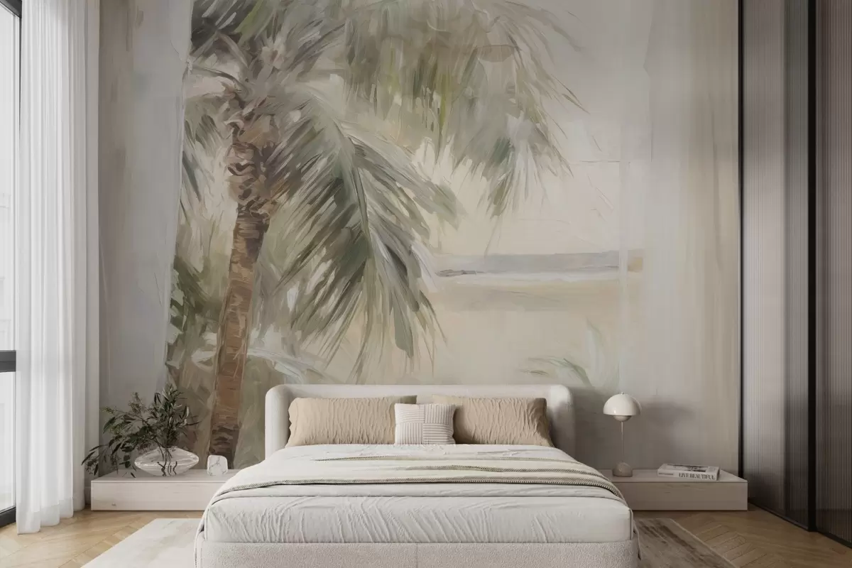 wall murals Palm tree outside the window w04653