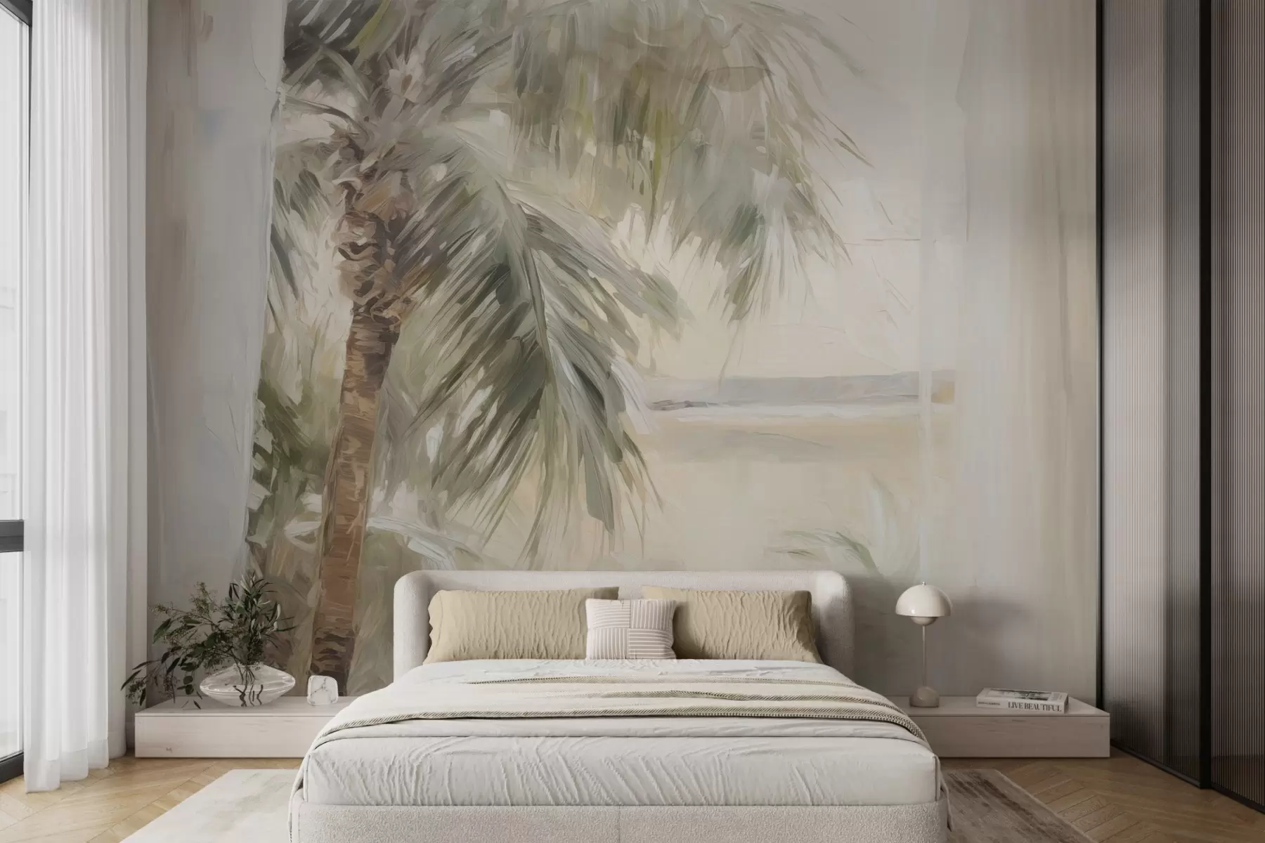 Wall Mural Photo Wallpaper Palm tree outside the window w04653