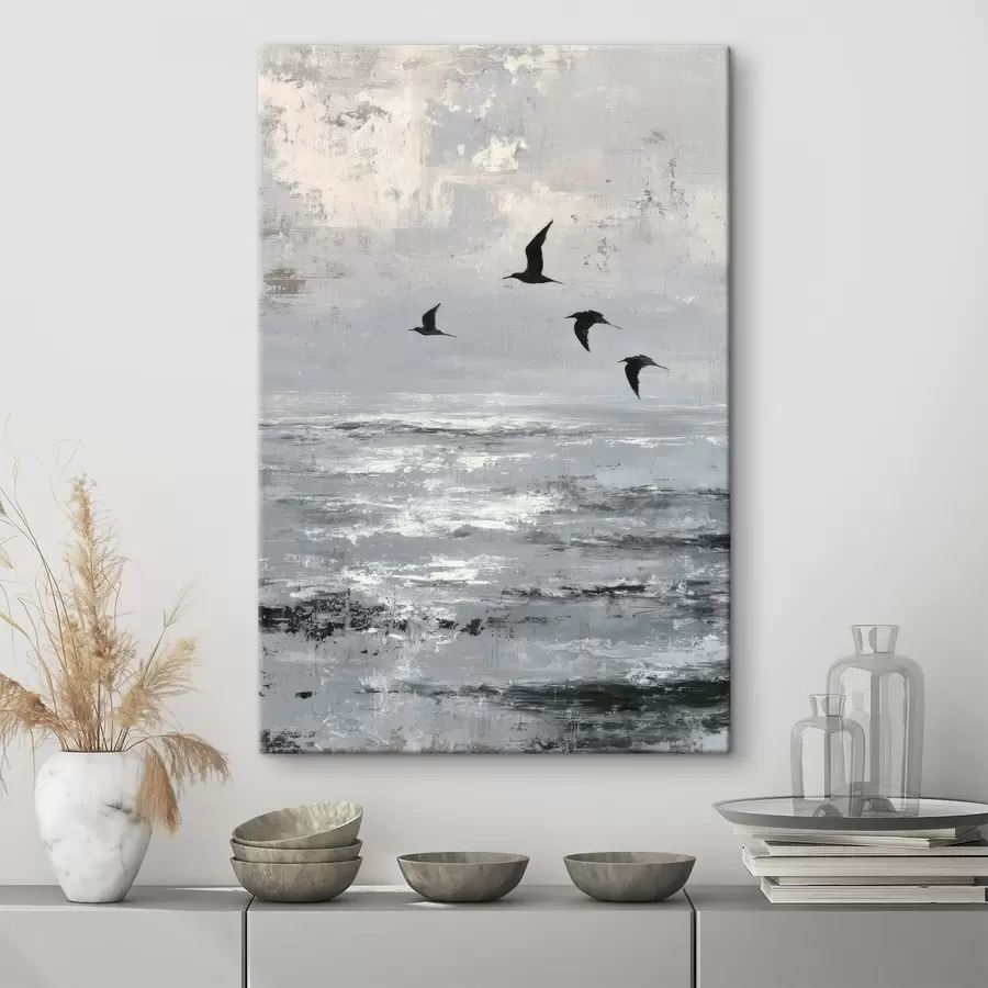 wall murals Abstract landscape with birds s46004