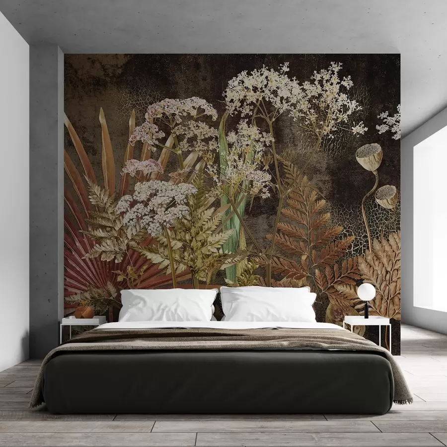 murales Herbario sobre fondo oscuro w09323