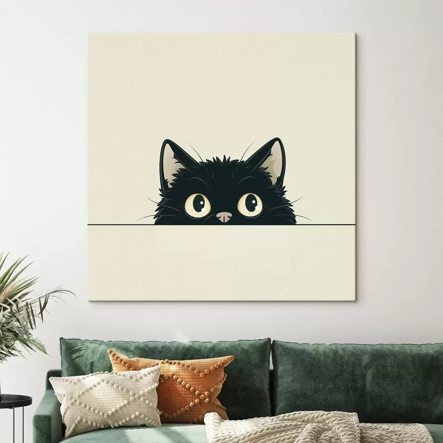 wall murals Cute black cat in illustration style s45733