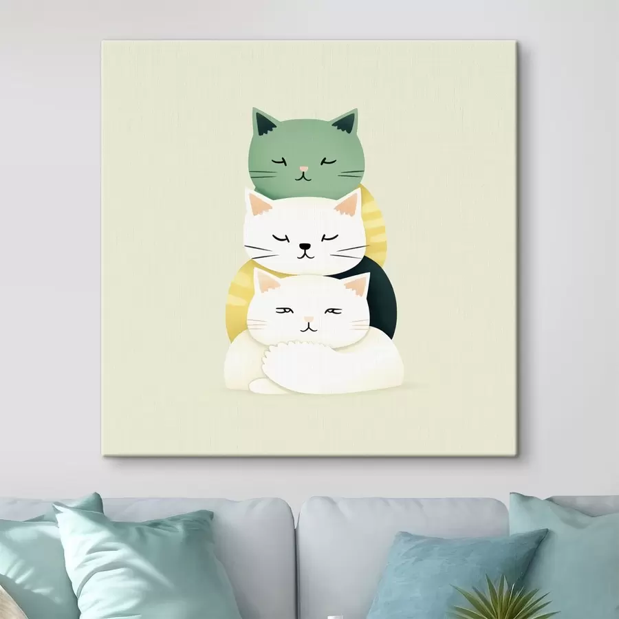 wall murals Composition of three cats in animation style s45734