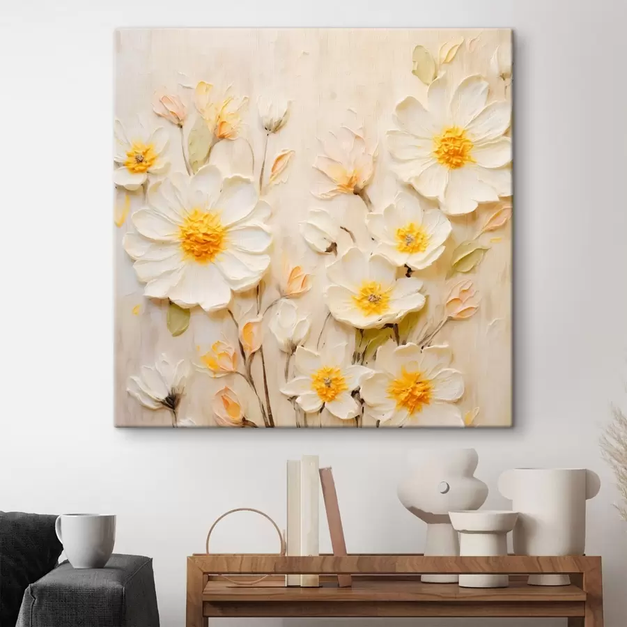 murales Flores en tonos pastel al estilo de la pintura al óleo s45742