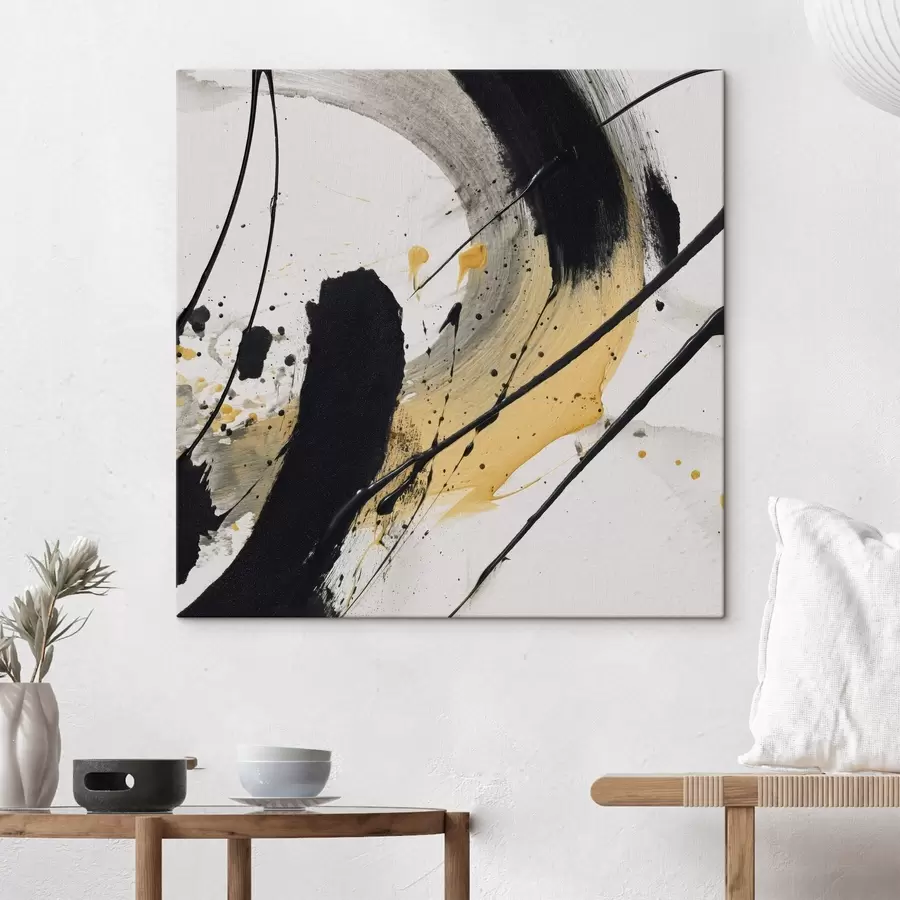 wall murals Black and yellow expression in painting style s45847