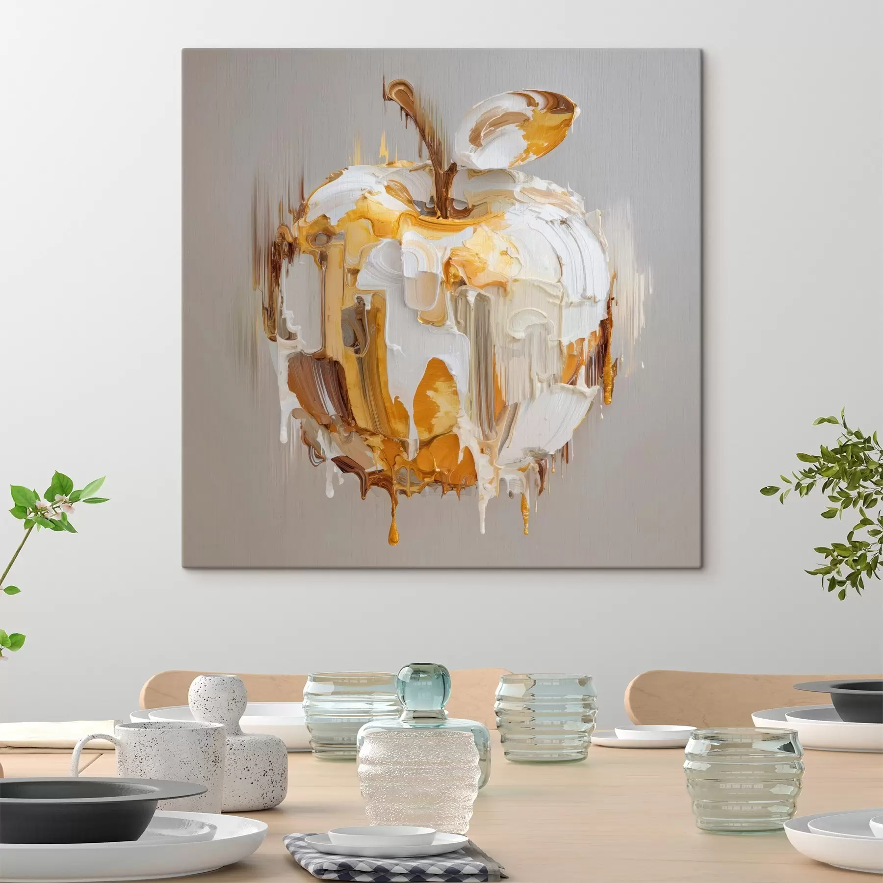 murales Manzana con efecto de pintura derretida s45862