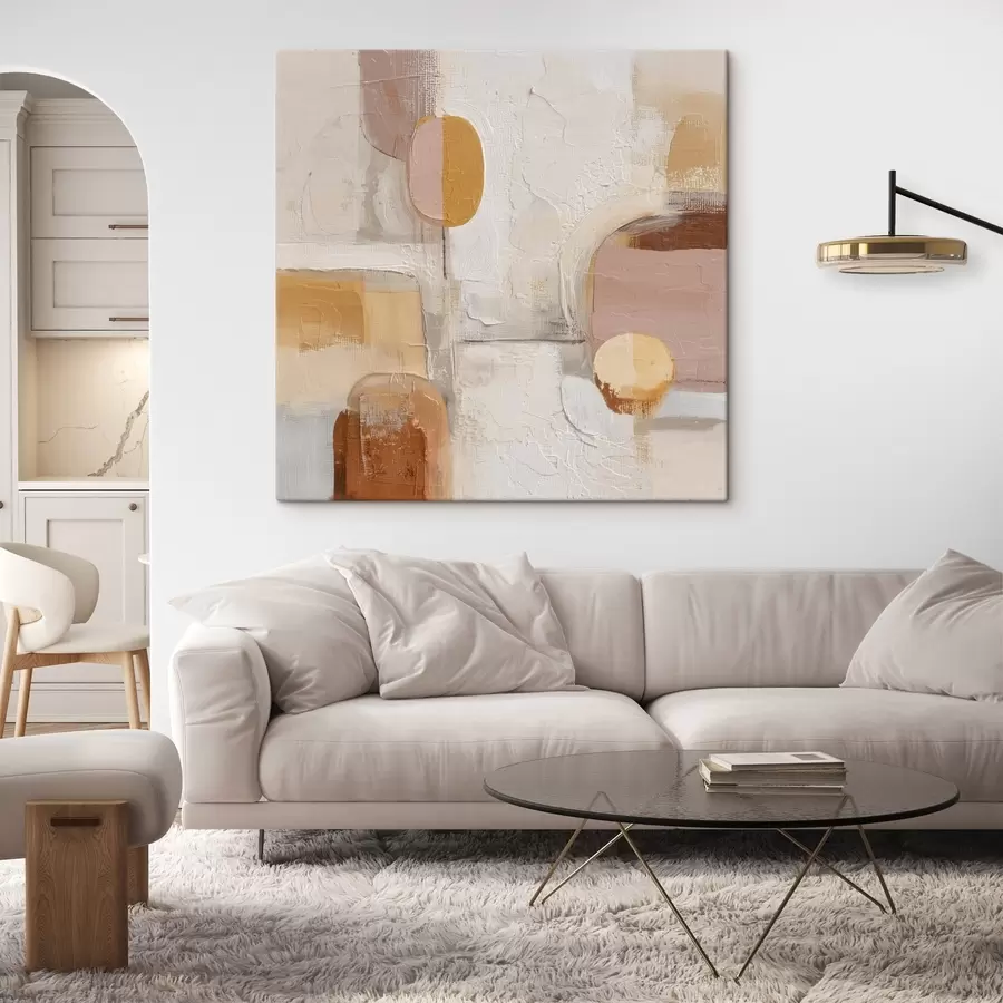 wall murals Abstract minimalism in beige-orange tones s45864