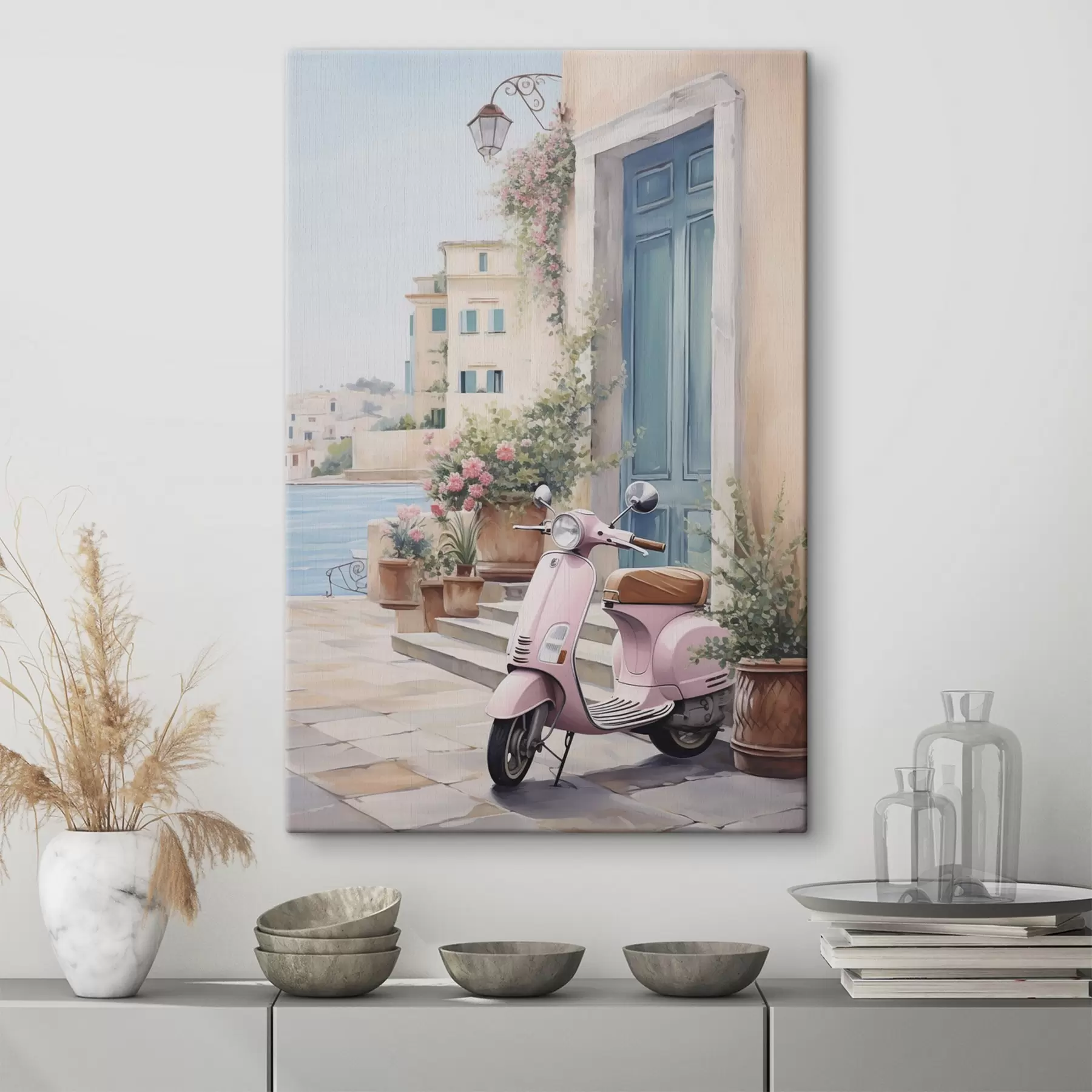 wall murals A scooter against the backdrop of a house s46065