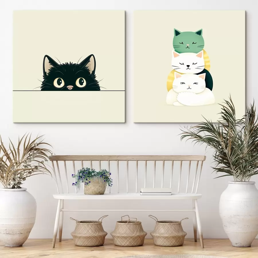 wall murals Animalistic cats in illustrative style m00707