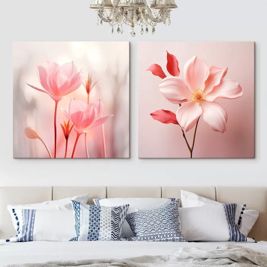 murales Composición floral rosa de estilo moderno m00708