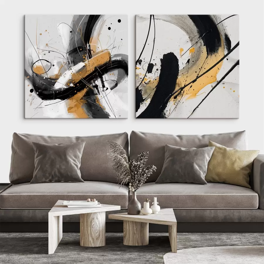 murales Expresión en tonos amarillos y negros m00739