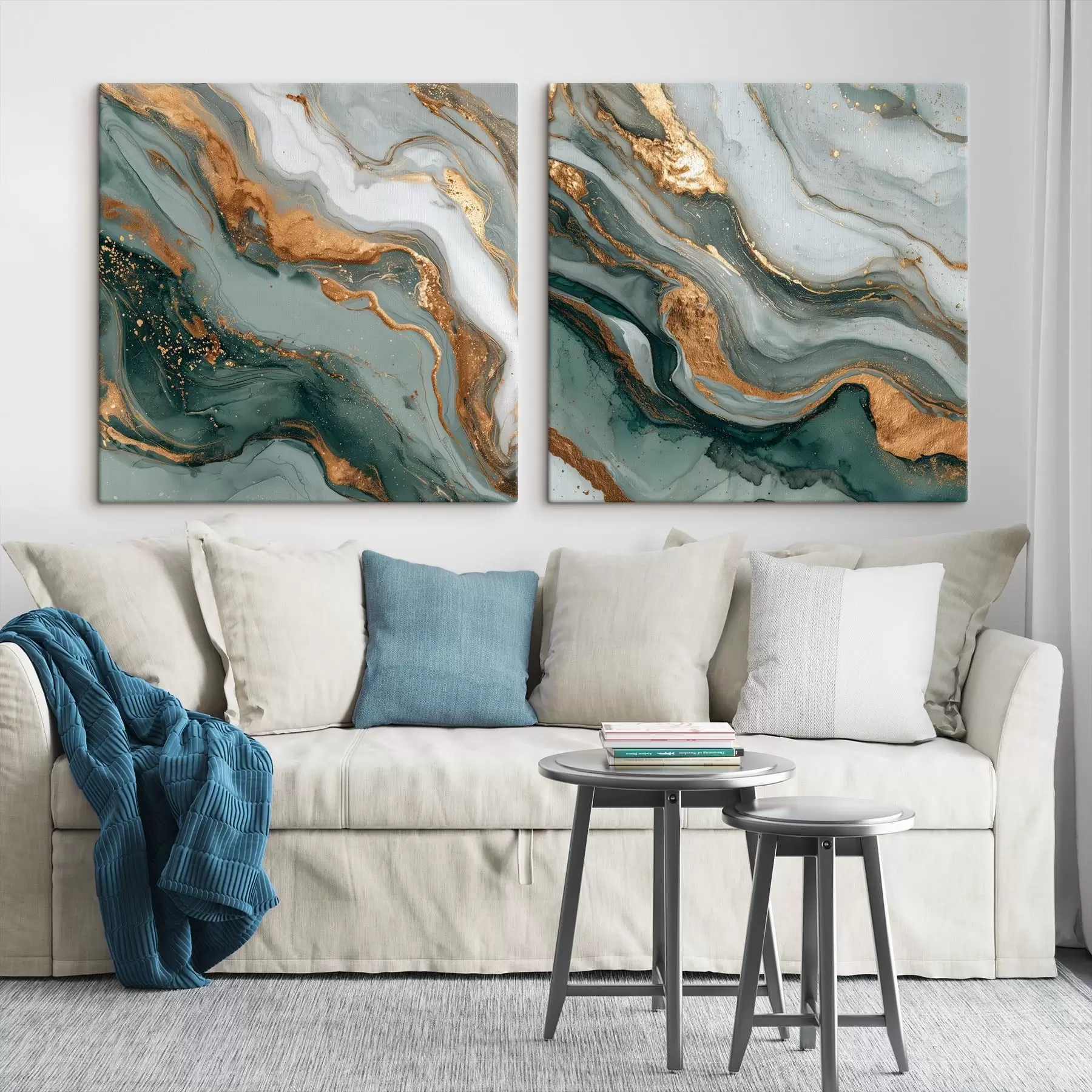 wall murals Marble texture in gray-turquoise tones m00744