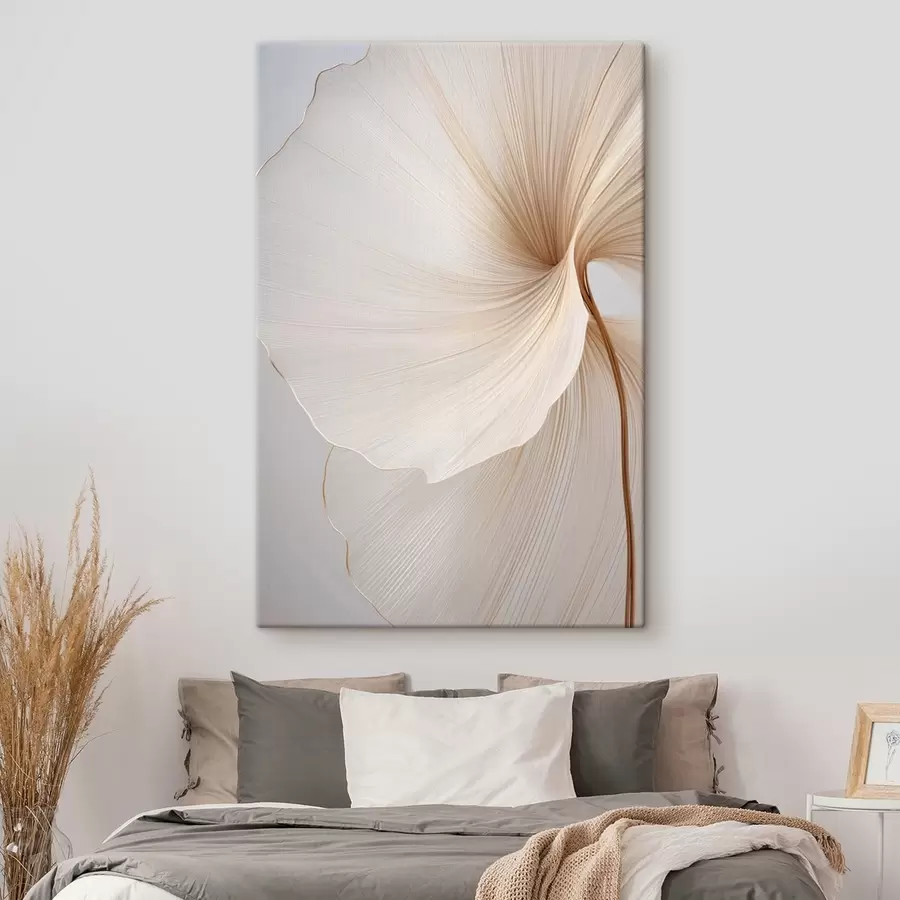wall murals Abstract flowers with thin, delicate petals in shades of white and beige s45922