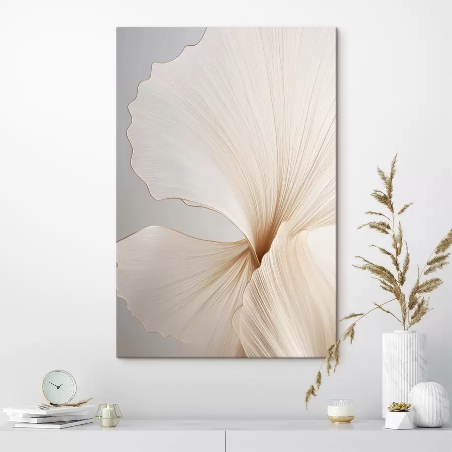 wall murals Abstract flowers with thin, delicate petals in shades of white and beige s45923
