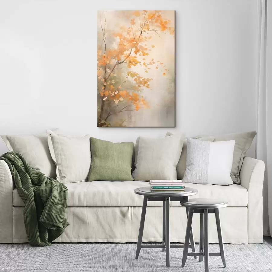 murales Ramas de árboles otoñales con hojas anaranjadas en un bosque con una luz suave s45940