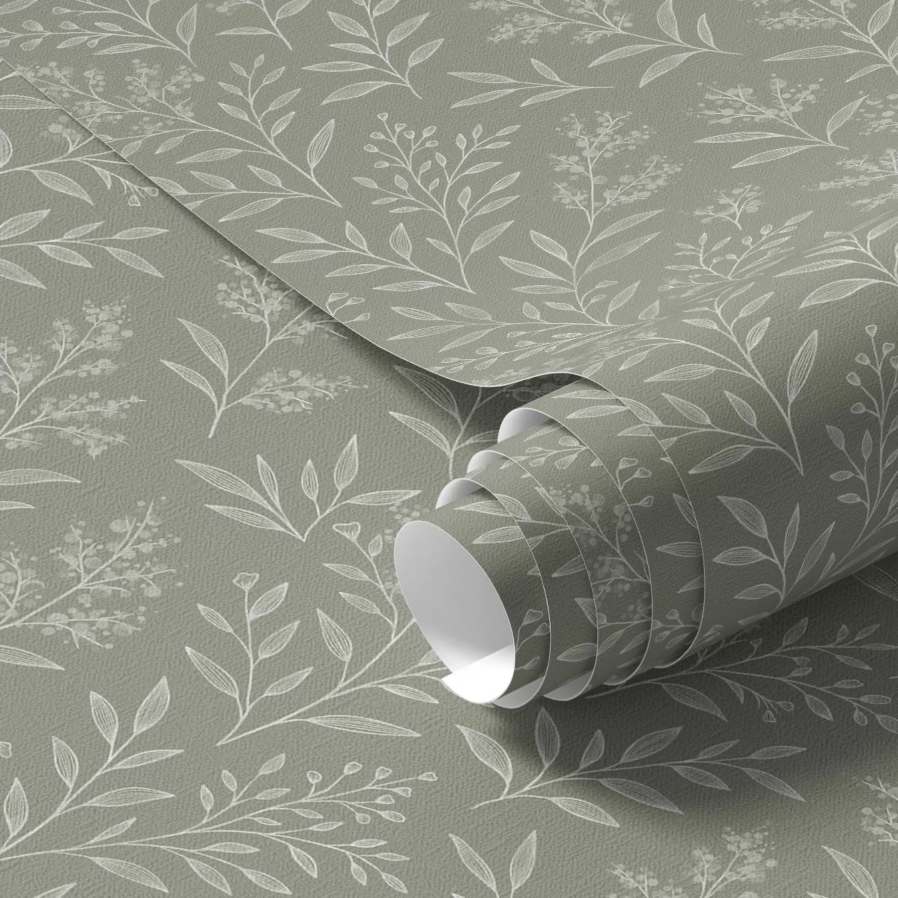 Wall Mural Photo Wallpaper Green sage: fine herbs and inflorescences, delicate pattern a00611
