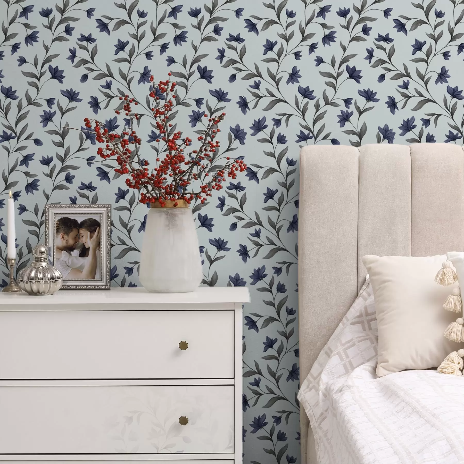 murales Campanillas sobre fondo azul claro a00622v3