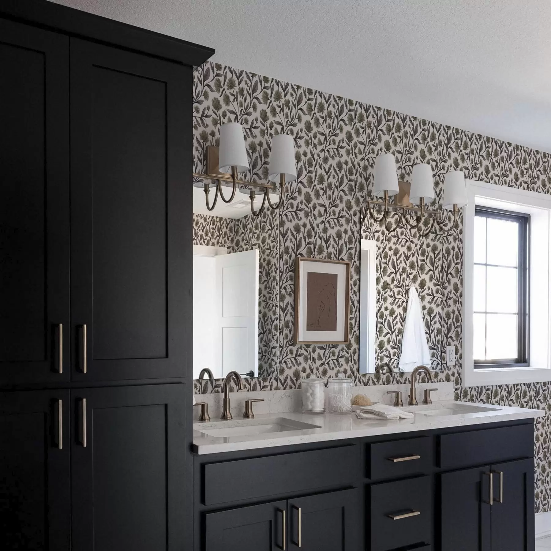 Wall Mural Photo Wallpaper Wildflowers in gray-olive tones on a cream background a00623v1