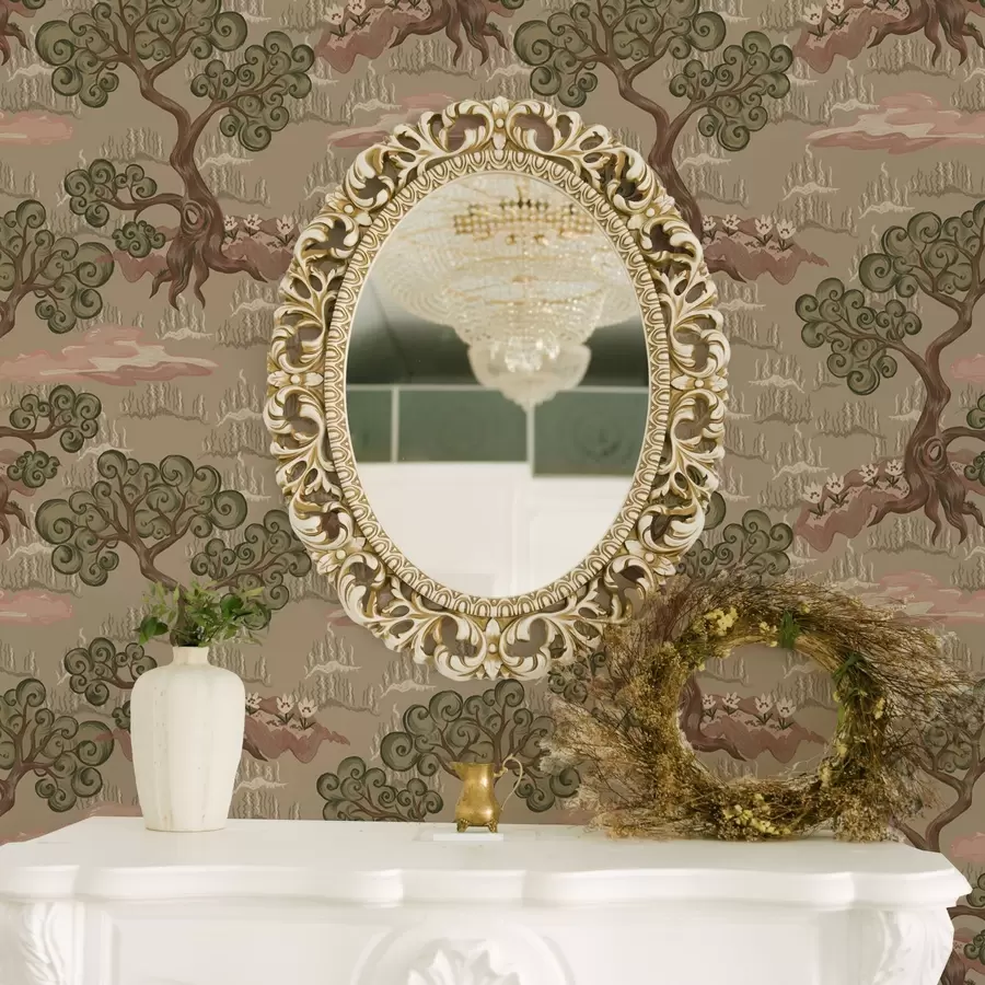 peintures murales Paysage oriental avec des arbres fantaisistes sur un fond sableux a00715