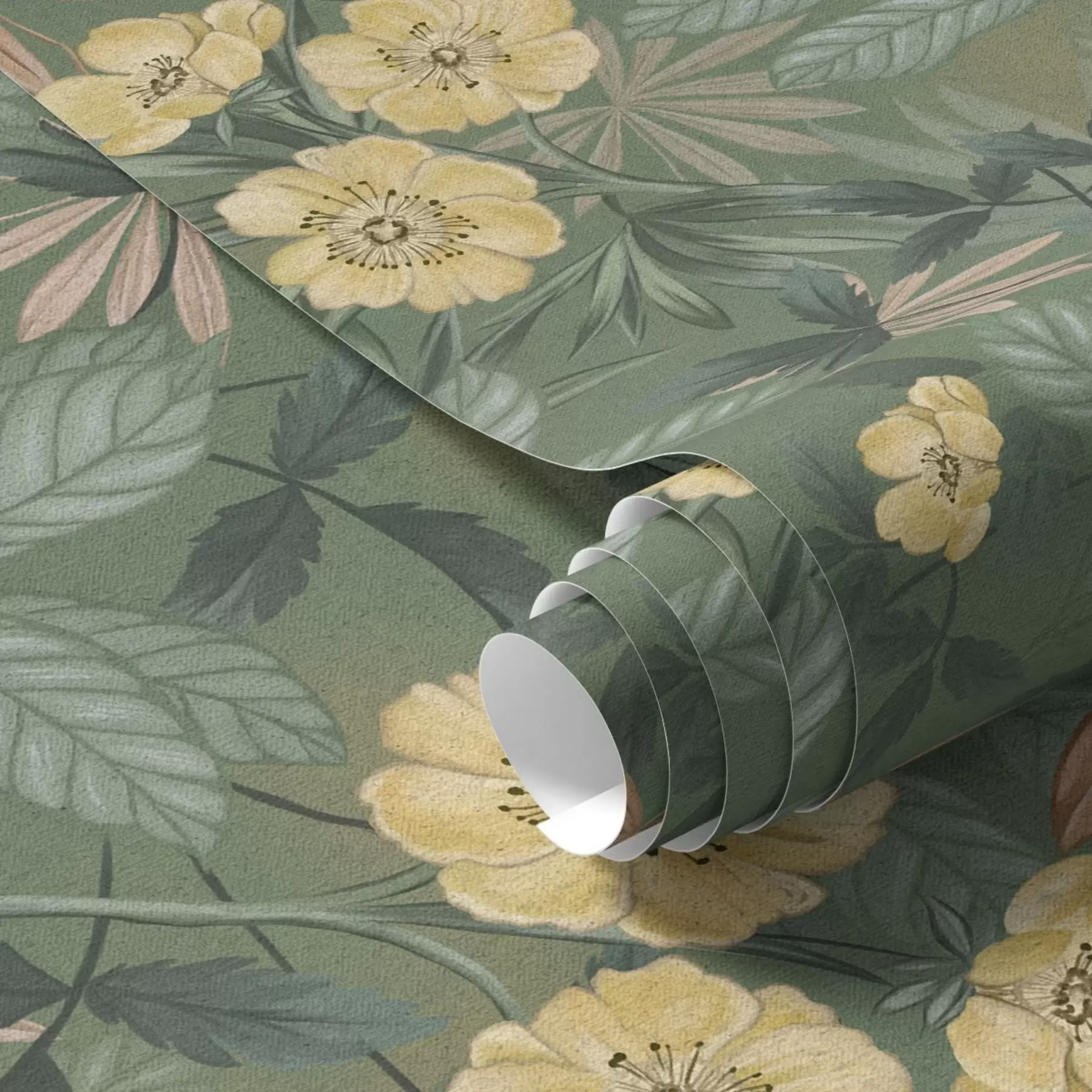 Wall Mural Photo Wallpaper Yellow flowers amid green leafy texture a00718