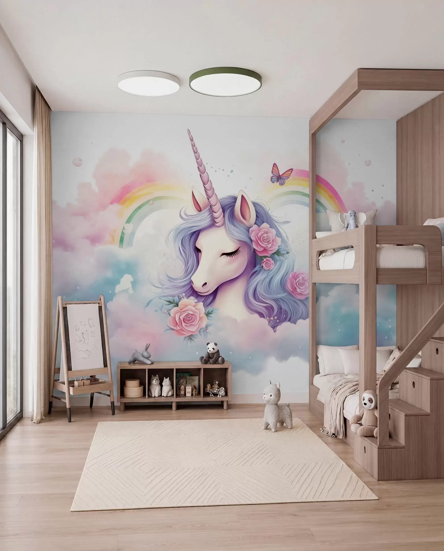 peintures murales Licorne dans les nuages w03990