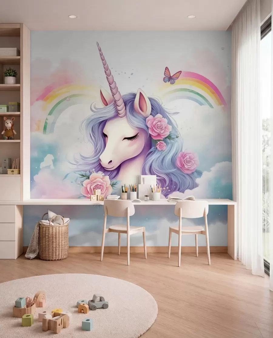 wall murals Unicorn and Rainbow w03990