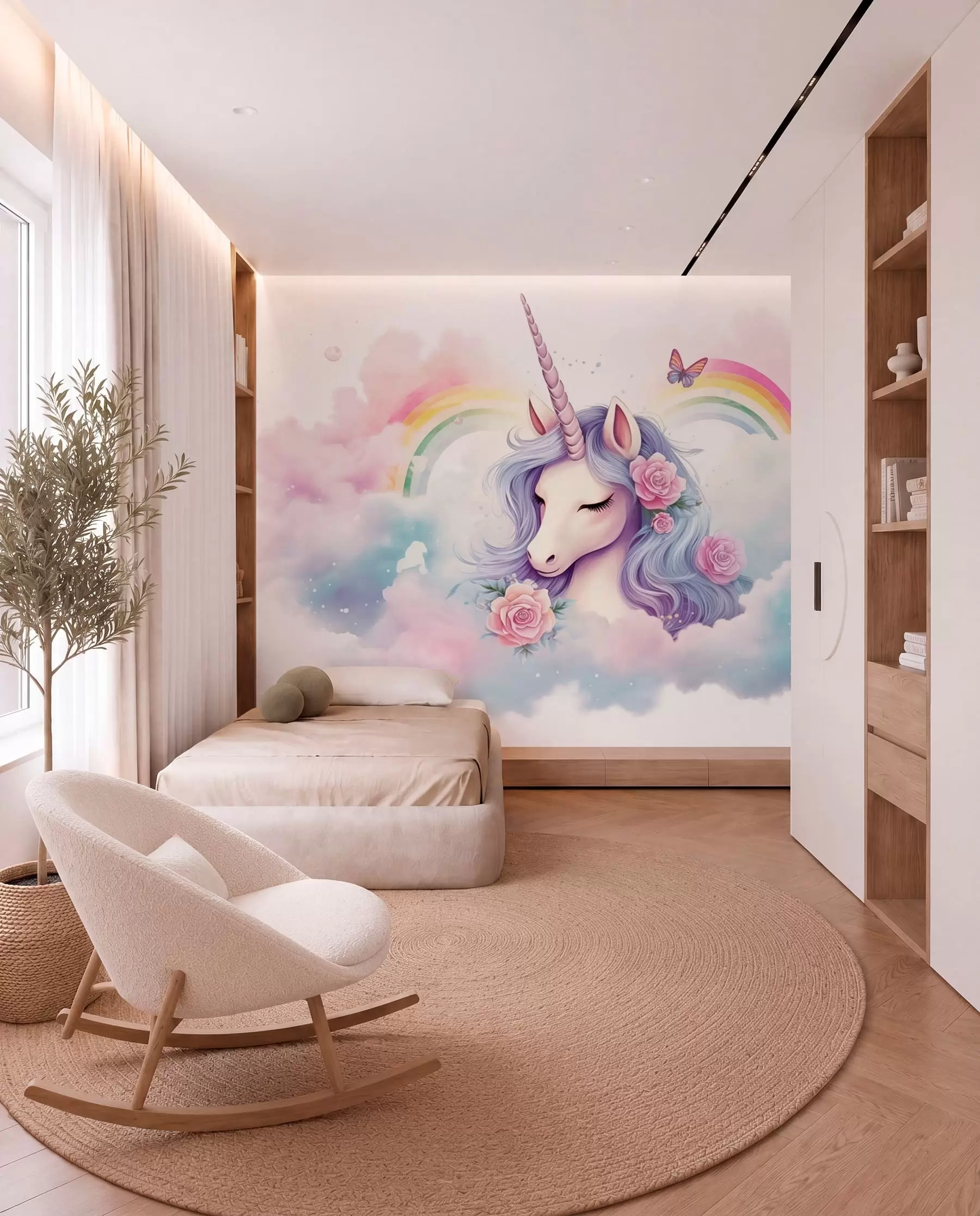 peintures murales Licorne dans les nuages w03990