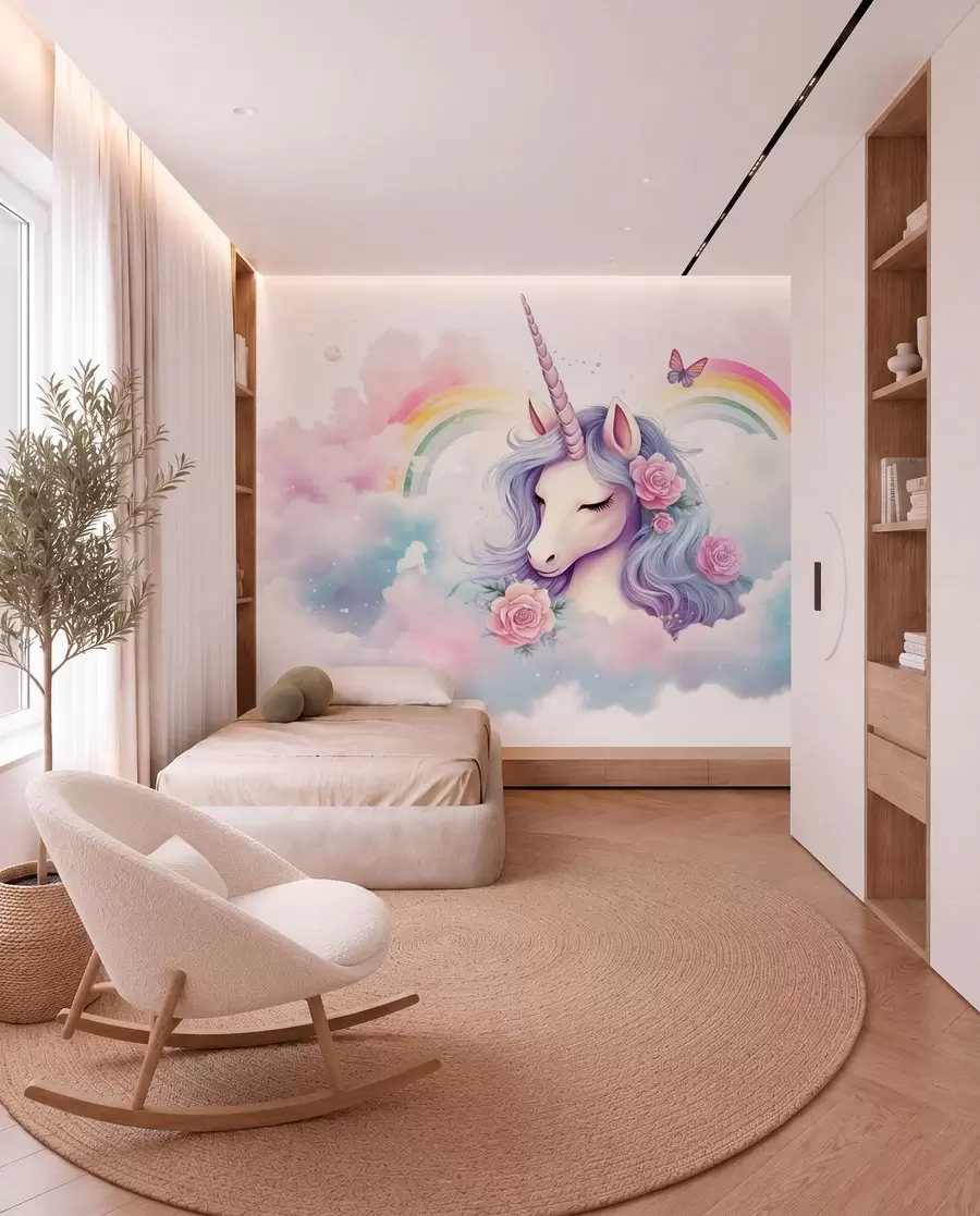 wall murals Unicorn and Rainbow w03990