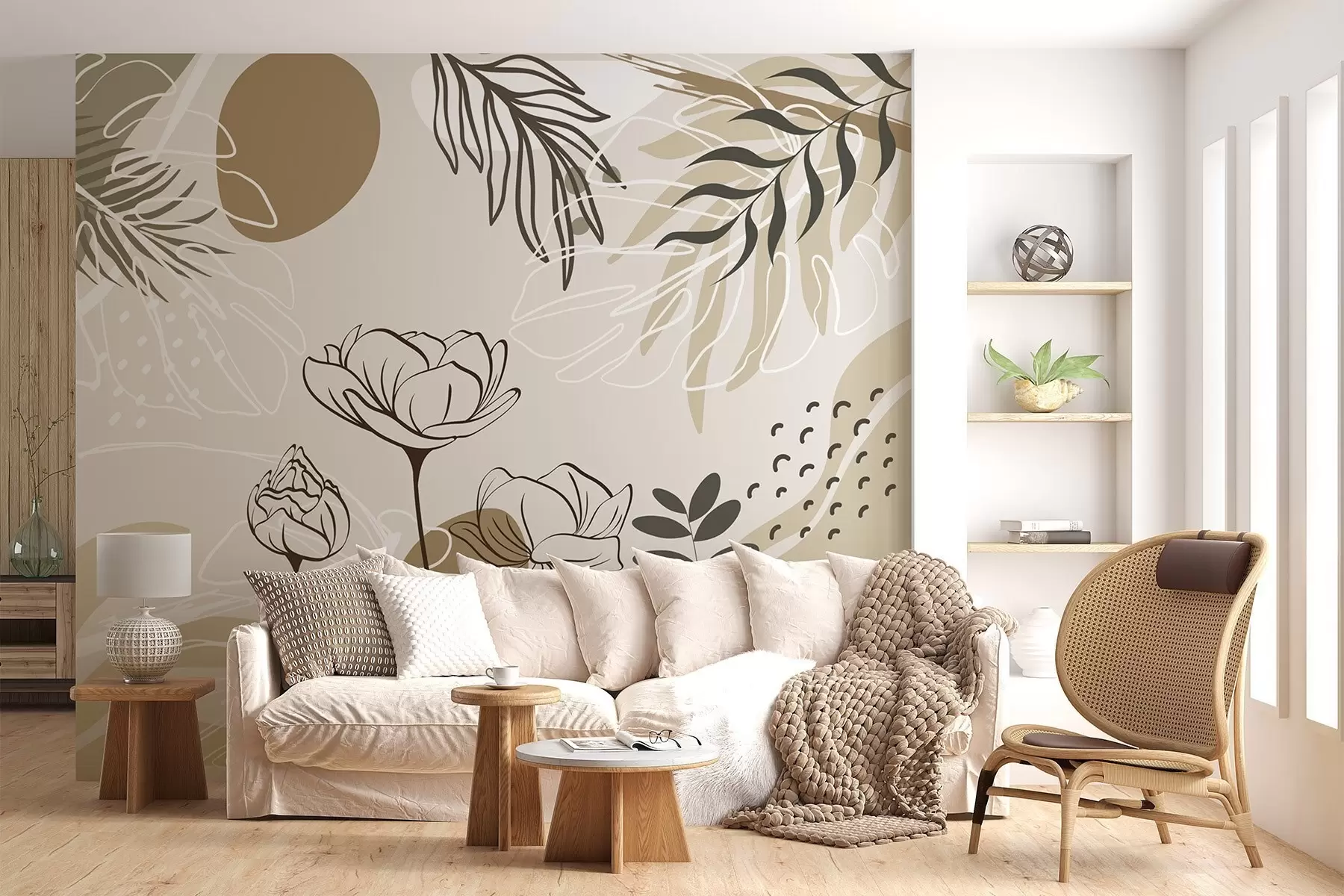 murais de parede Flores e folhas abstratas w04662