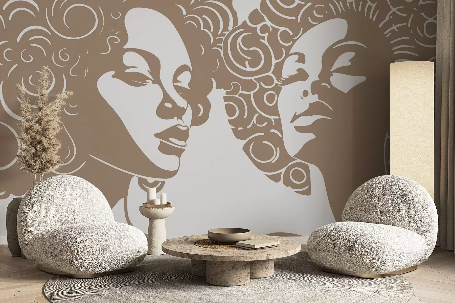 peintures murales Deux filles w04688