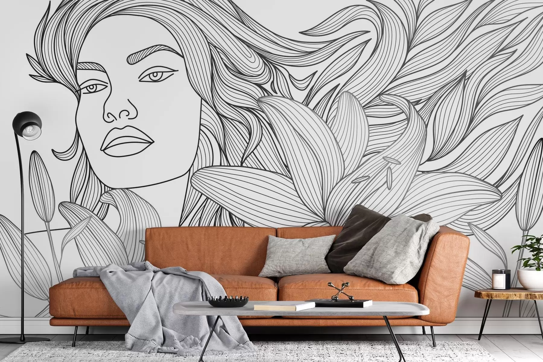 Wall Mural Photo Wallpaper Portrait of a girl in lily flowers w04689