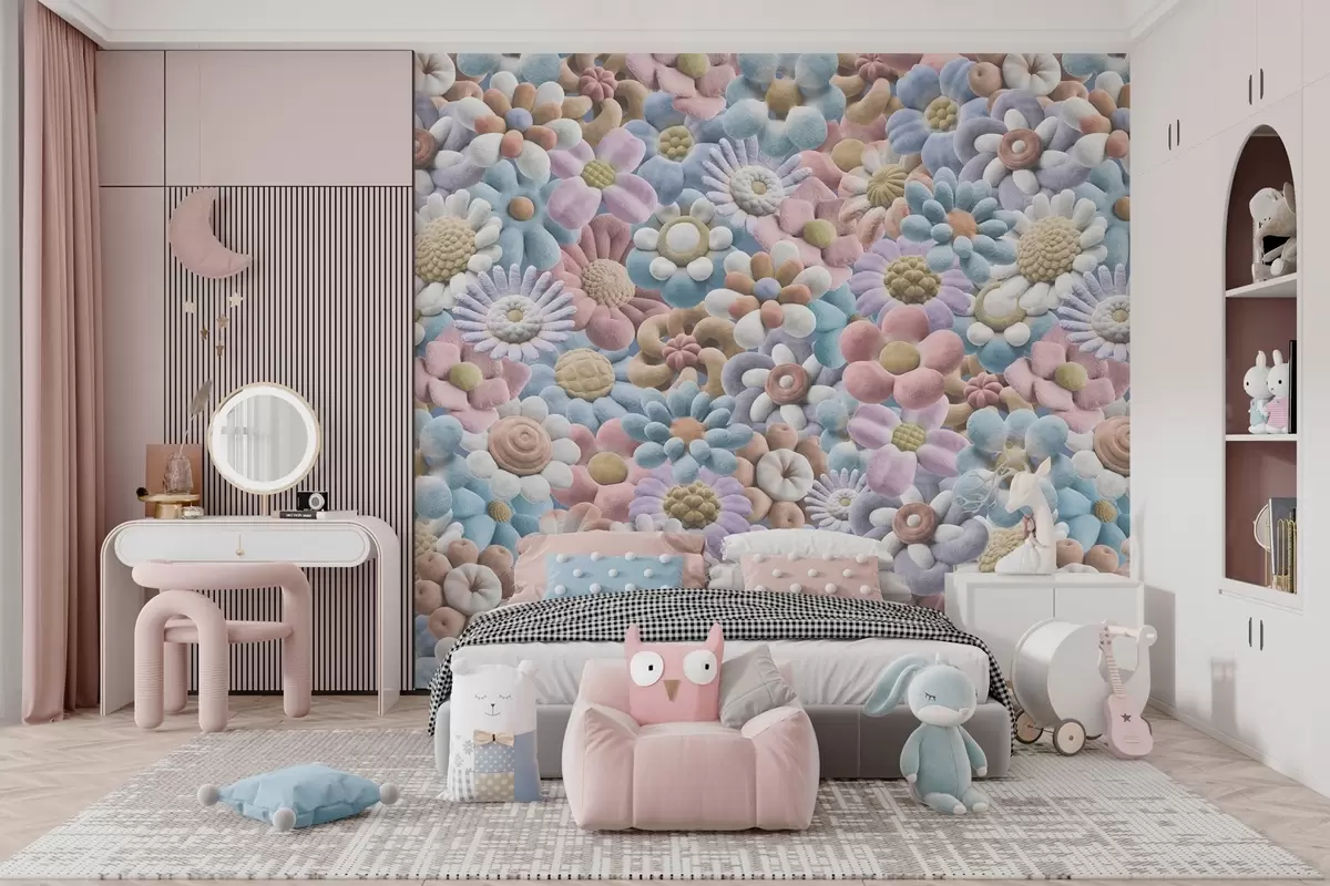 Wall Mural Photo Wallpaper fluffy flowers in pastel colours w04626v1
