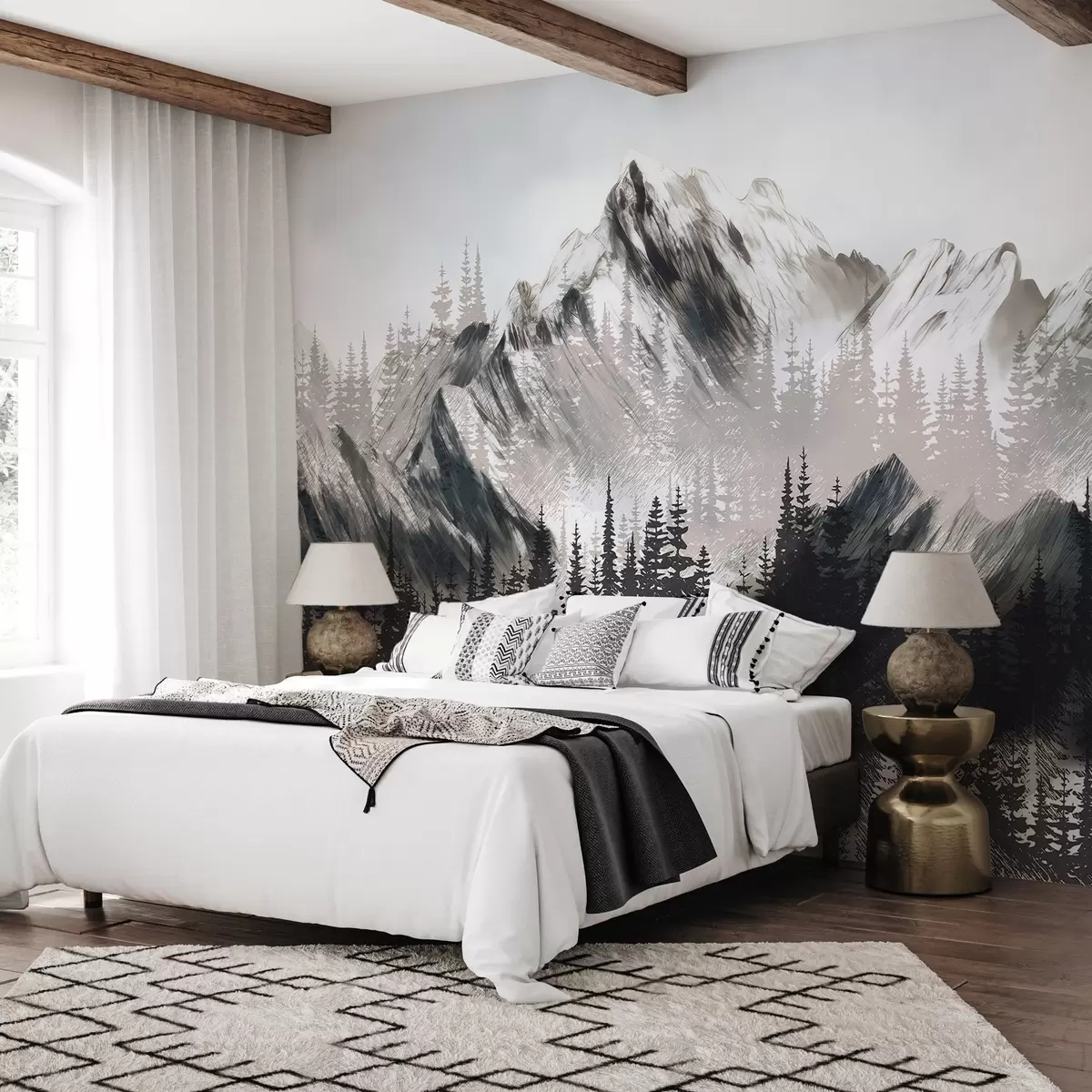 Wall Mural Photo Wallpaper Mountains and coniferous forest w04666