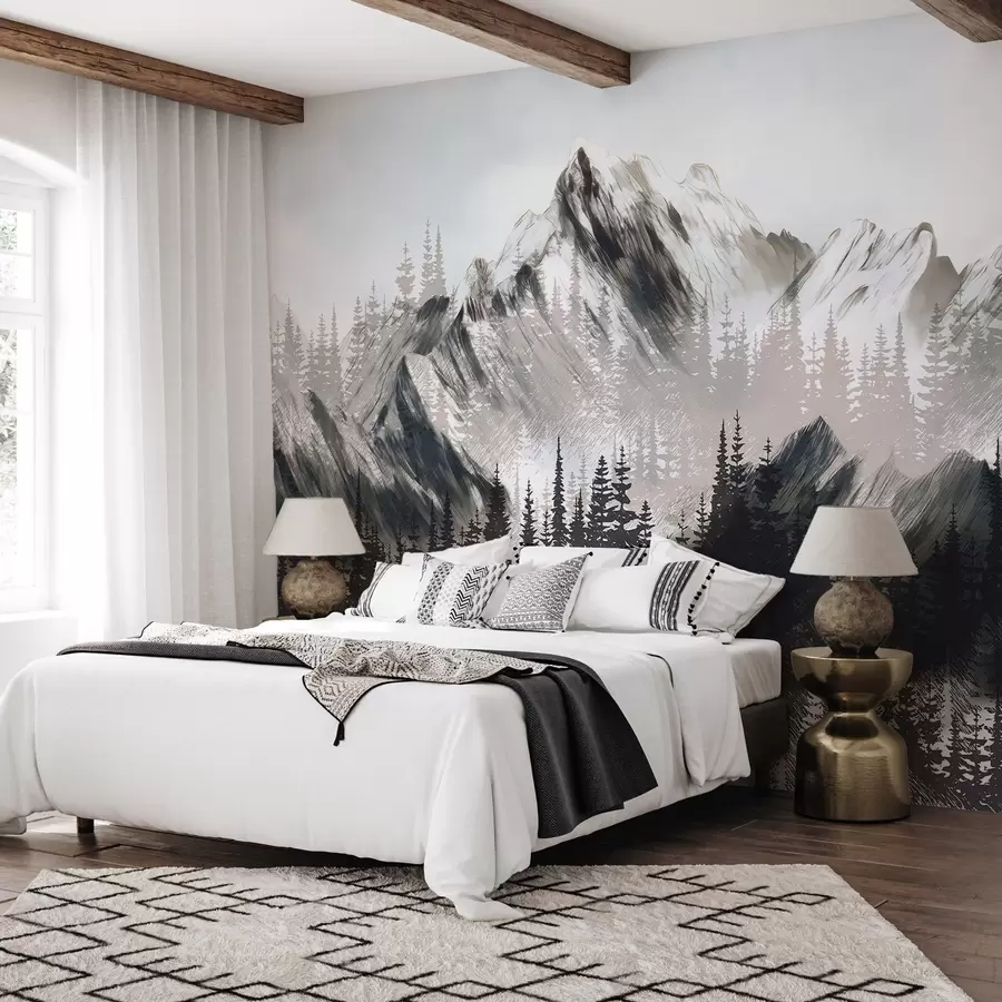 Wall Mural Photo Wallpaper Mountains and coniferous forest w04666