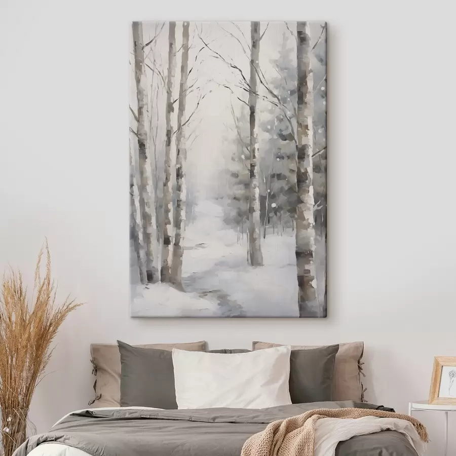 wall murals Birch trees in a winter forest s46129