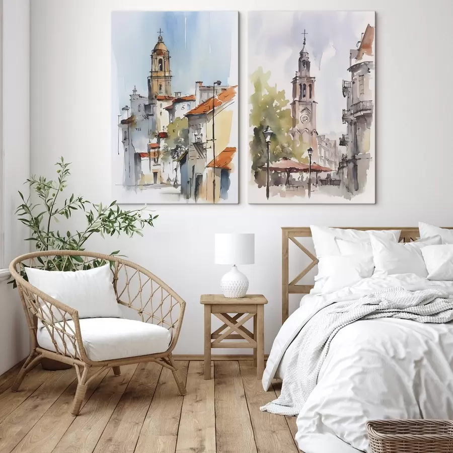 wall murals Cityscape imitation watercolor m00832