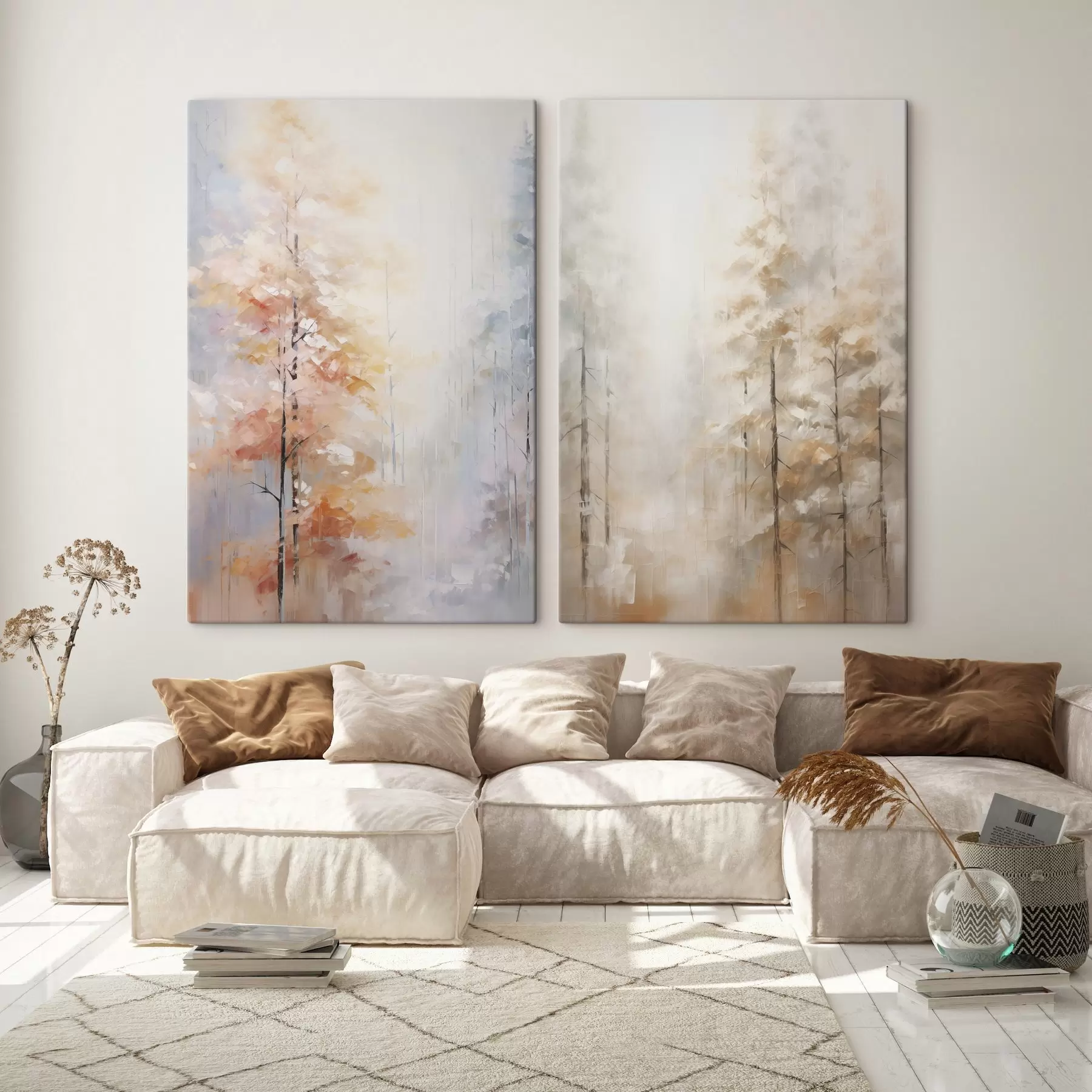 murales Pintura imitación bosque otoñal m00833