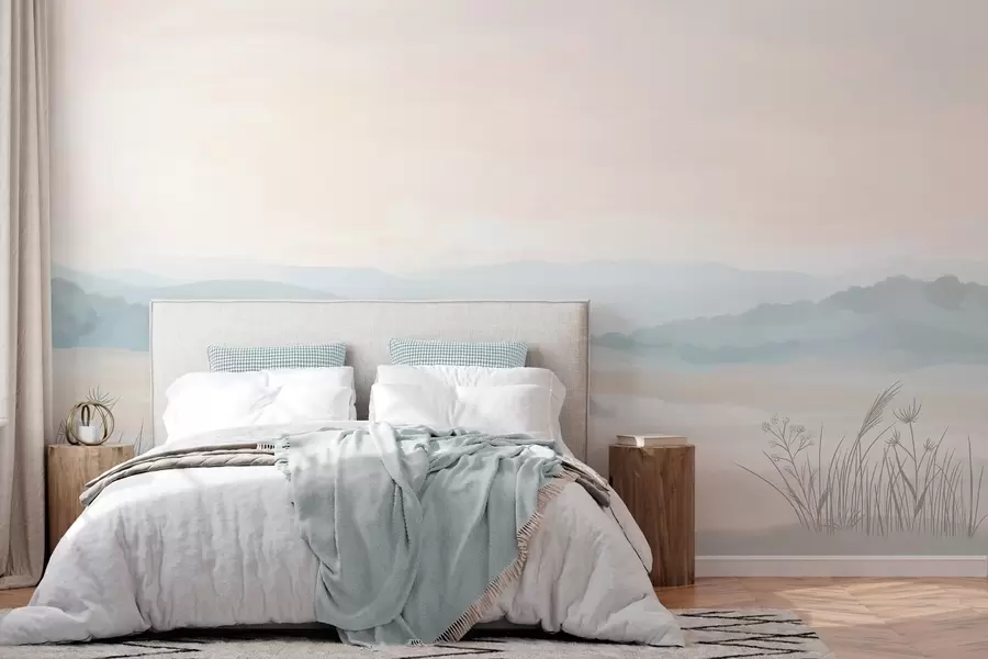 murales paisaje minimalista luminoso al estilo de la pintura w04624