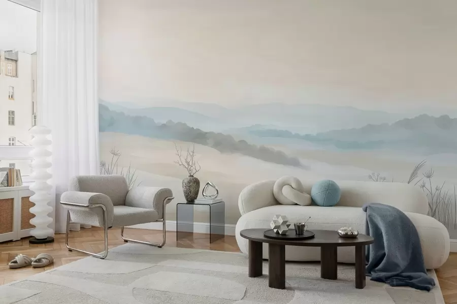 murales paisaje minimalista luminoso al estilo de la pintura w04624