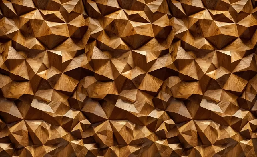 wall murals imitation of an angular relief wall made of wood w04632
